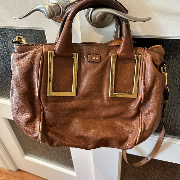 Vintage Chloe brown leather bag with brass detail. Long strap and dust bag incl. - Picture 4 of 10